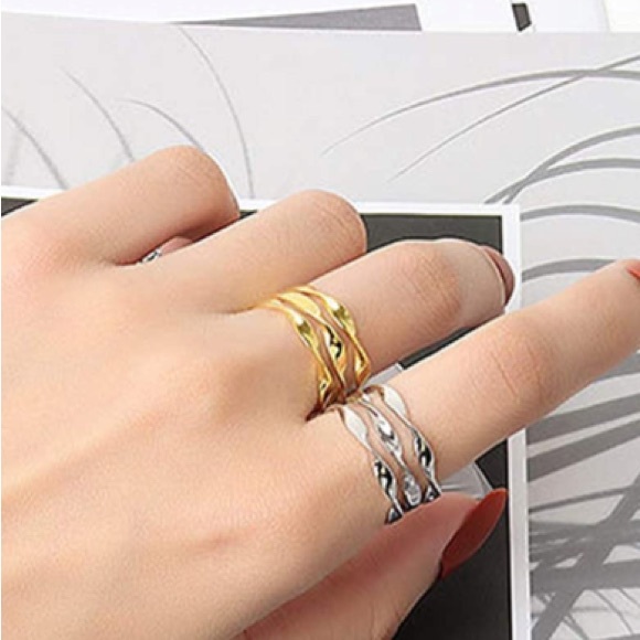 Stamped Sterling Silver Adjustable Wide Band Ring - Picture 2 of 3